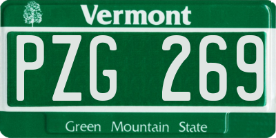 VT license plate PZG269