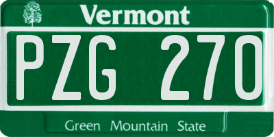 VT license plate PZG270