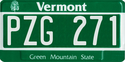 VT license plate PZG271