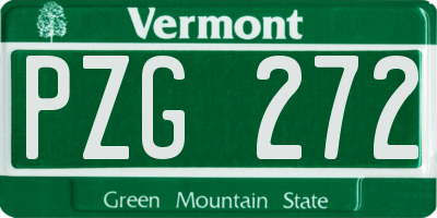 VT license plate PZG272