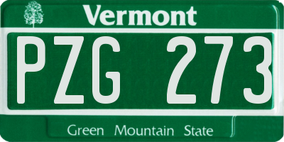 VT license plate PZG273