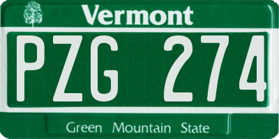 VT license plate PZG274