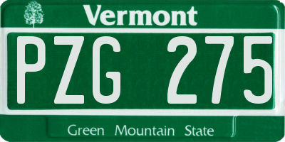 VT license plate PZG275