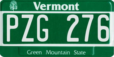 VT license plate PZG276