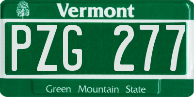 VT license plate PZG277