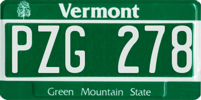 VT license plate PZG278
