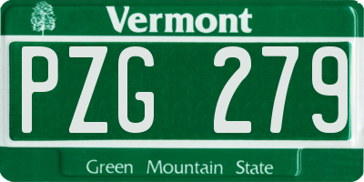 VT license plate PZG279