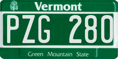 VT license plate PZG280