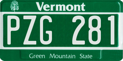 VT license plate PZG281