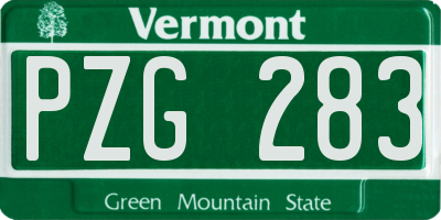 VT license plate PZG283