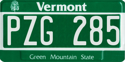VT license plate PZG285