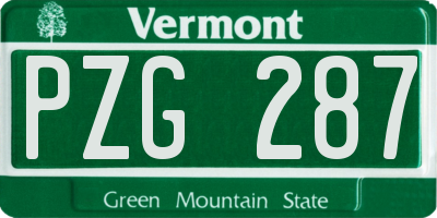 VT license plate PZG287