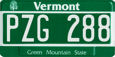 VT license plate PZG288