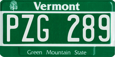 VT license plate PZG289