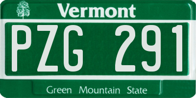 VT license plate PZG291