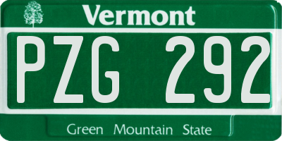 VT license plate PZG292