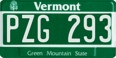 VT license plate PZG293