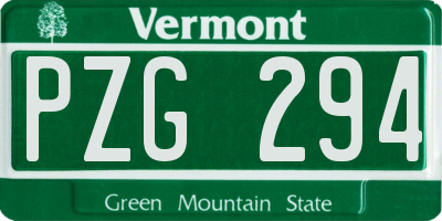 VT license plate PZG294