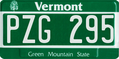 VT license plate PZG295