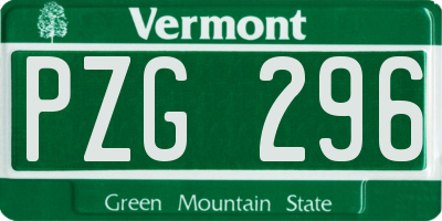 VT license plate PZG296