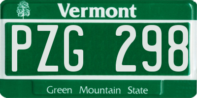 VT license plate PZG298