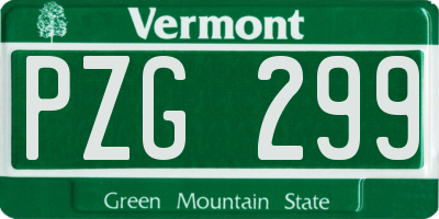 VT license plate PZG299