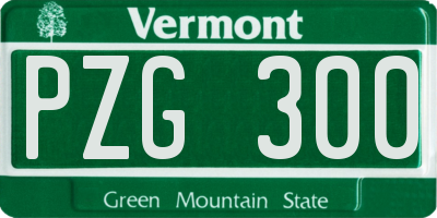 VT license plate PZG300