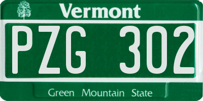 VT license plate PZG302