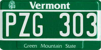 VT license plate PZG303
