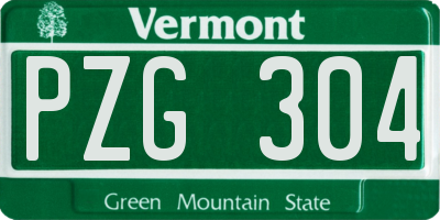 VT license plate PZG304