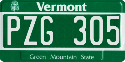 VT license plate PZG305