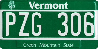 VT license plate PZG306