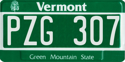 VT license plate PZG307