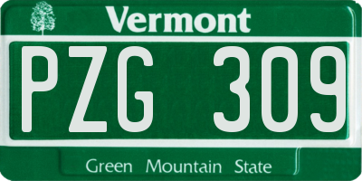VT license plate PZG309