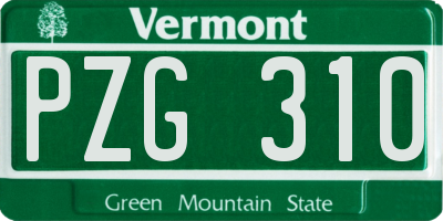 VT license plate PZG310