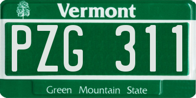 VT license plate PZG311