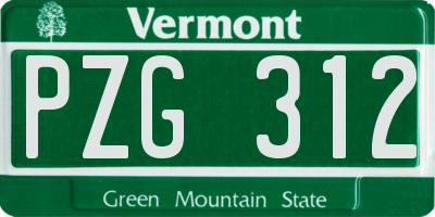 VT license plate PZG312