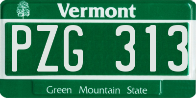 VT license plate PZG313