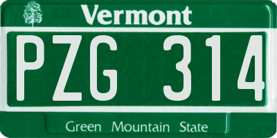 VT license plate PZG314