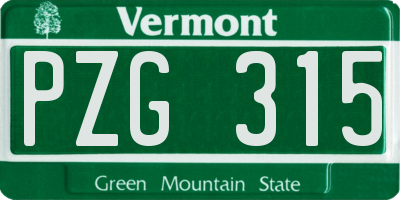 VT license plate PZG315