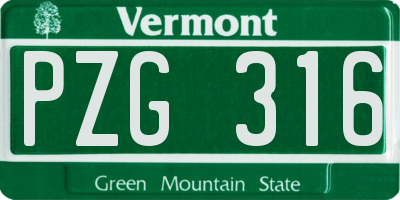 VT license plate PZG316