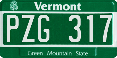 VT license plate PZG317