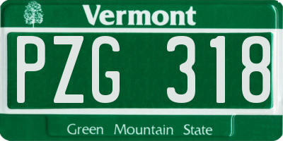 VT license plate PZG318