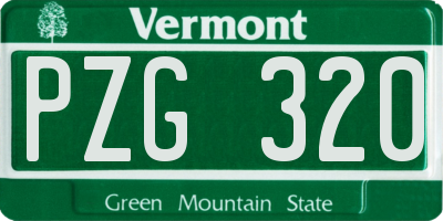VT license plate PZG320