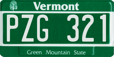 VT license plate PZG321