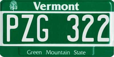 VT license plate PZG322