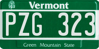 VT license plate PZG323