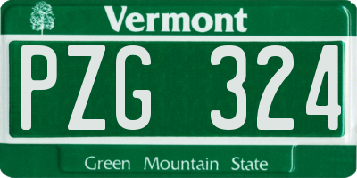 VT license plate PZG324
