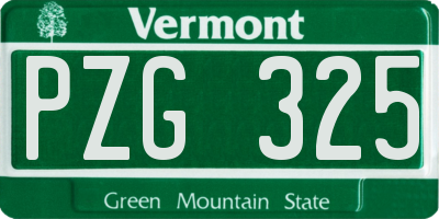 VT license plate PZG325