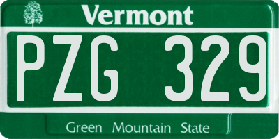 VT license plate PZG329